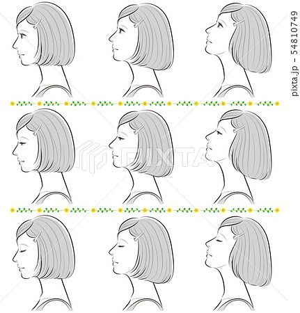 女性の横顔の表情イラストのイラスト素材
