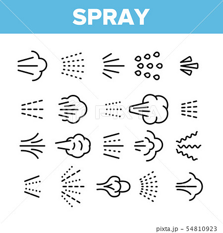 Water, Steam, Liquid Spray Vector Linear Icons Set 54810923