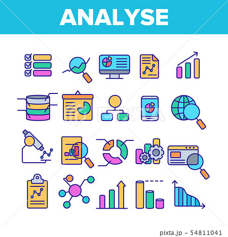Analysing Data Vector Color Line Icons Set 54811041