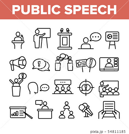 Public Speech Vector Thin Line Icons Set 54811185