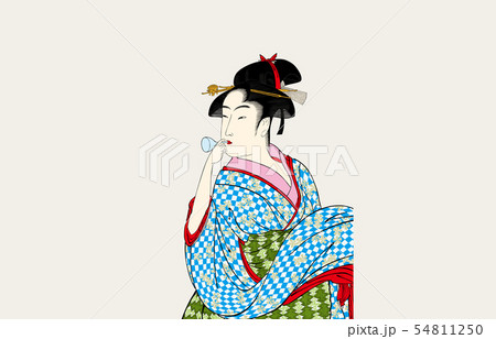 喜多川歌麿イメージポッピンを吹く女明るいバージョン2 54811250