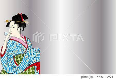 喜多川歌麿イメージポッピンを吹く女明るいバージョン2銀バック 喜多川歌麿イメージポッピンを吹く女明るいバージョン2銀バック 54811254