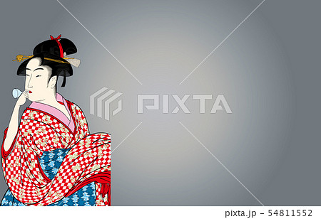 喜多川歌麿イメージポッピンを吹く女明るいバージョン1銀バック2 喜多川歌麿イメージポッピンを吹く女明るいバージョン1銀バック2 54811552