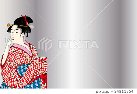 喜多川歌麿イメージポッピンを吹く女明るいバージョン1銀バック 喜多川歌麿イメージポッピンを吹く女明るいバージョン1銀バック 54811554