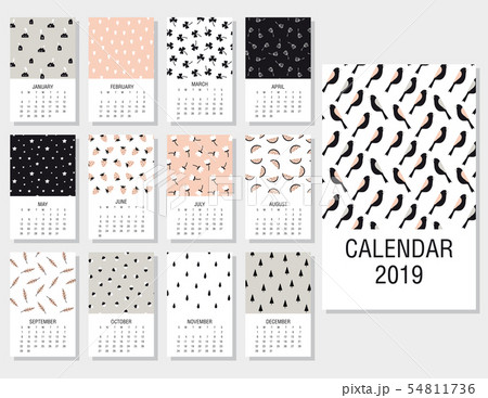 Cute monthly calendar 2019 54811736
