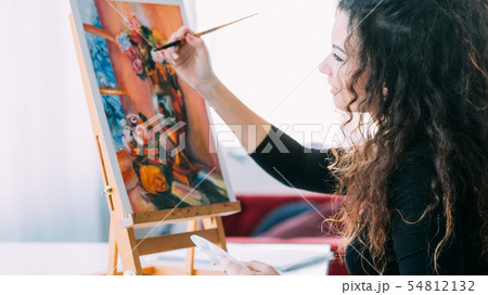 art hobby talented lady still life painting home art hobby talented lady still life painting home 54812132