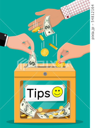 Orange tip box full of cash. Orange tip box full of cash. 54812164