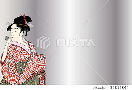 喜多川歌麿イメージポッピンを吹く女バージョン1銀バック 喜多川歌麿イメージポッピンを吹く女バージョン1銀バック 54812344