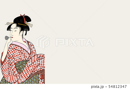 喜多川歌麿イメージポッピンを吹く女バージョン1 喜多川歌麿イメージポッピンを吹く女バージョン1 54812347