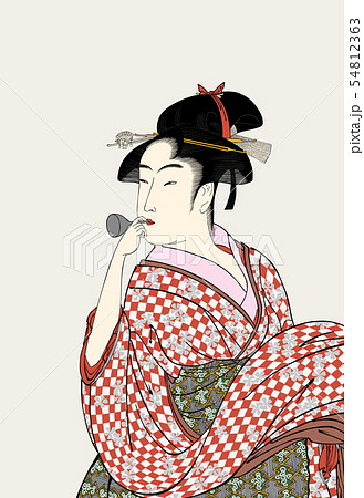 喜多川歌麿イメージポッピンを吹く女バージョン1 54812363
