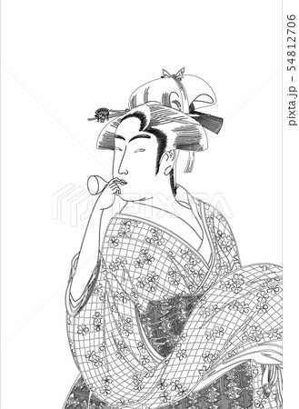 喜多川歌麿イメージポッピンを吹く女線 喜多川歌麿イメージポッピンを吹く女線 54812706