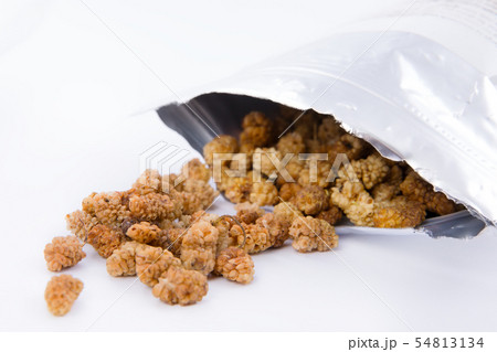 Raw and healthy organic mulberries in zip bag Raw and healthy organic mulberries in zip bag 54813134