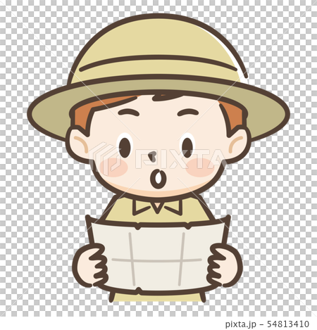 地図を眺める冒険家の男の子 54813410