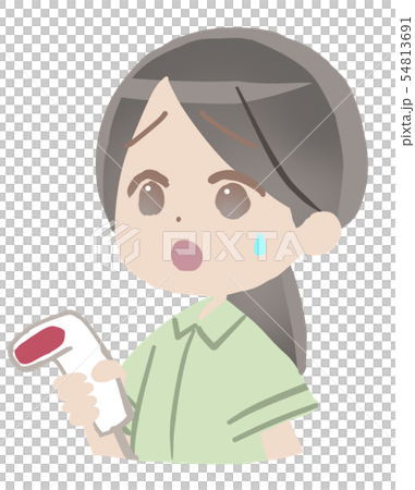 スキャナーを持つ女性店員困り顔 54813691