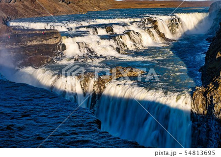 Gullfoss waterfall view in Iceland in Europe. 54813695