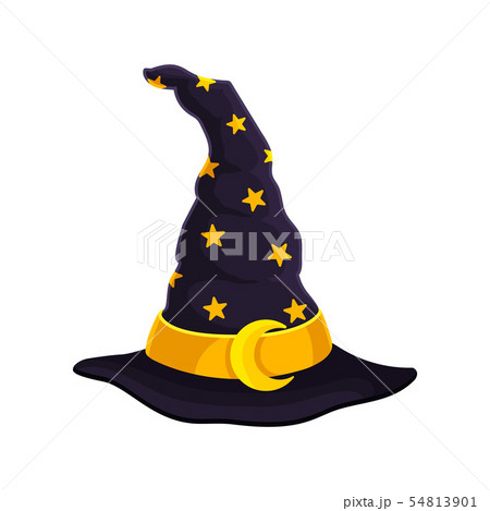 Dark blue wizard hat. Vector illustration on white background. Dark blue wizard hat. Vector illustration on white background. 54813901