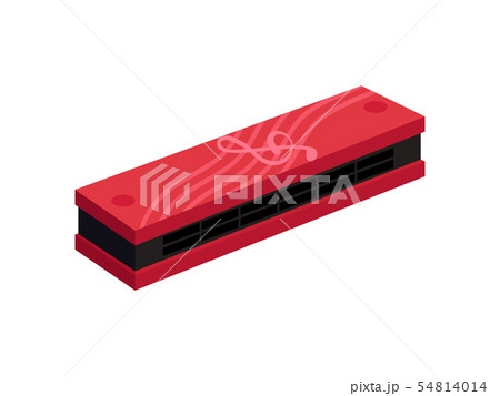 Mouth organ in a red case. Wind instrument. Vector illustration on white background. Mouth organ in a red case. Wind instrument. Vector illustration on white background. 54814014