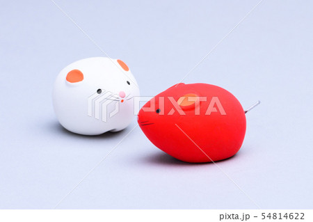 紅白ねずみ 子 干支 置物 鼠 紅白ねずみ 子 干支 置物 鼠 54814622