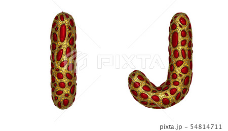 Letter set I, J made of realistic 3d render golden shining metallic. Letter set I, J made of realistic 3d render golden shining metallic. 54814711