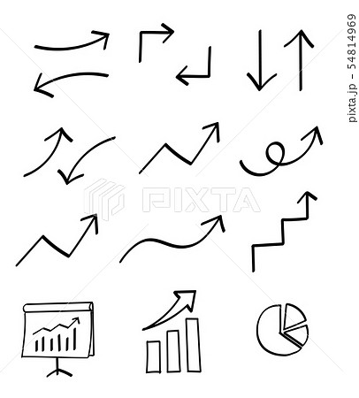 矢印やグラフのアイコンセット 手描き風 54814969