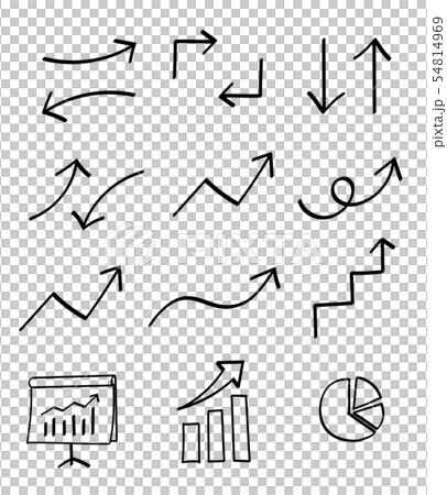 矢印やグラフのアイコンセット 手描き風 54814969