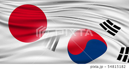 日本　韓国　 国旗　背景  54815182