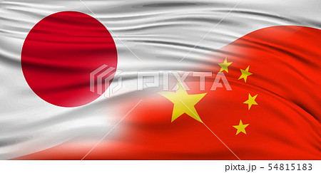 日本 中国 国旗 背景 のイラスト素材