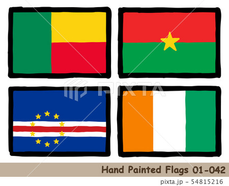 手描きの旗アイコン,ベナンの国旗,ブルキナファソの国旗,カーボベルデの国旗,コートジボワールの国旗