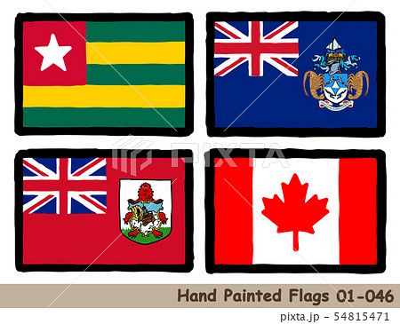 手描きの旗アイコン,トーゴの国旗,トリスタン・ダ・クーニャの旗,バミューダの旗,カナダの国旗