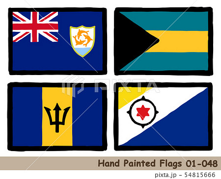 手描きの旗アイコン,アンギラの旗,バハマの国旗,バルバドス,の国旗,ボネールの旗