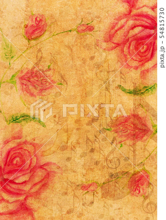 Watercolor roses with music notes 54815730