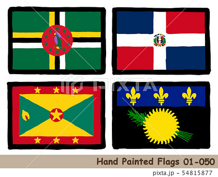 手描きの旗アイコン,ドミニカ国の国旗,ドミニカ共和国の国旗,グレナダの国旗,グアドループの国旗