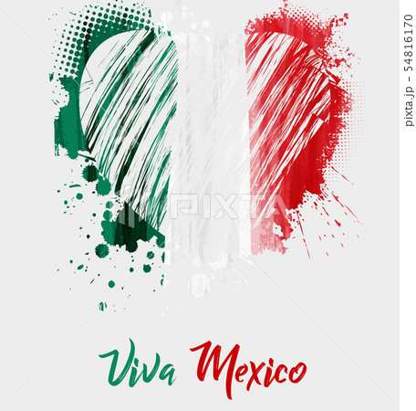 Viva Mexico background with grunge heart flag Viva Mexico background with grunge heart flag 54816170
