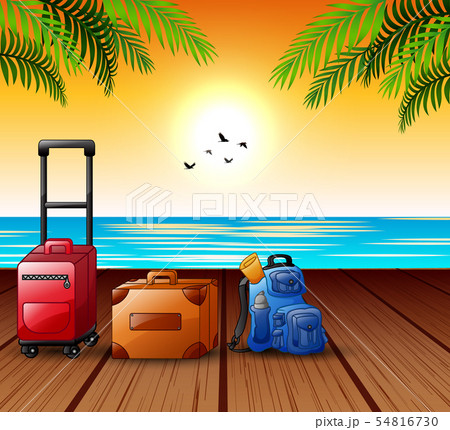 Summer vacation concept with suitcase filled 54816730