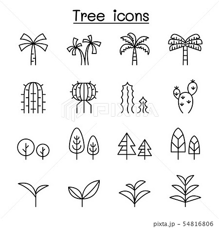 Tree thin line icon set 54816806