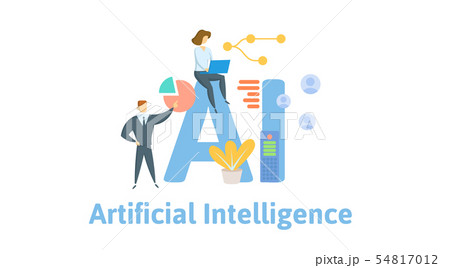 AI, artificial intelligence. Concept with people, letters and icons. Flat vector illustration AI, artificial intelligence. Concept with people, letters and icons. Flat vector illustration 54817012