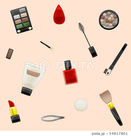 Cosmetics pattern on beige background Cosmetics pattern on beige background 54817801