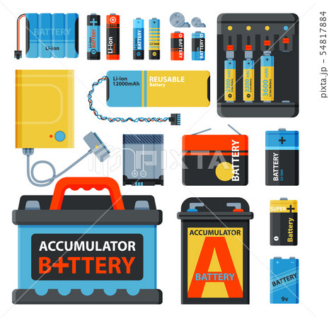 Battery energy save accumulator tools electricity charge fuel positive supply and isposable battery 54817884