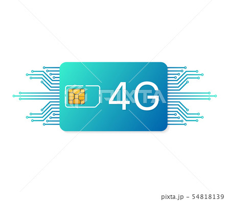 4G Sim Card. Mobile telecommunications technology symbol. Vector illustration. 54818139