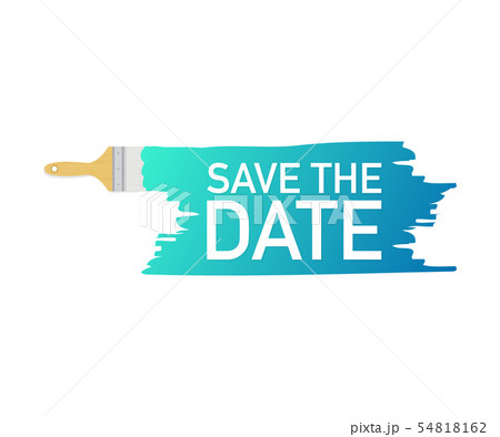 Banner with brushes, paints - Save the date. Vector illustration. 54818162