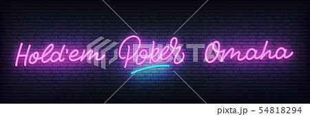 Poker neon set. Glowing lettering template for poker Texas hold'em and Omaha Poker neon set. Glowing lettering template for poker Texas hold'em and Omaha 54818294