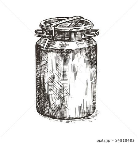Vector image of milk can. Metal can in vintage style. 54818483