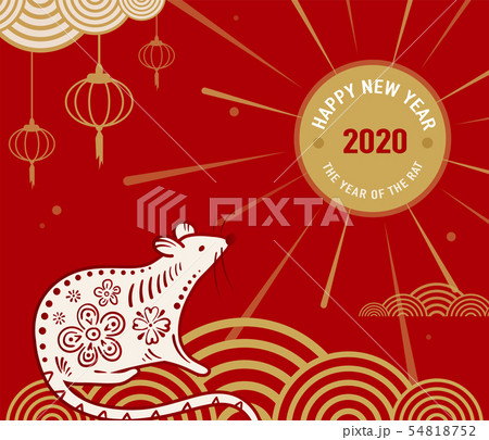 2020 rat happy new year vector background, chinese banner concept. Isolated greeting card with mouse 54818752