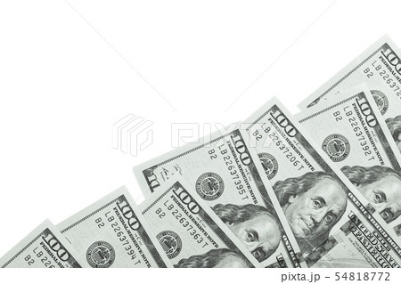 Dollars laid out in a row on white background 54818772