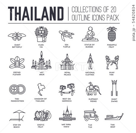 Set of cultural symbols and attractions of Spain icons. 54820834