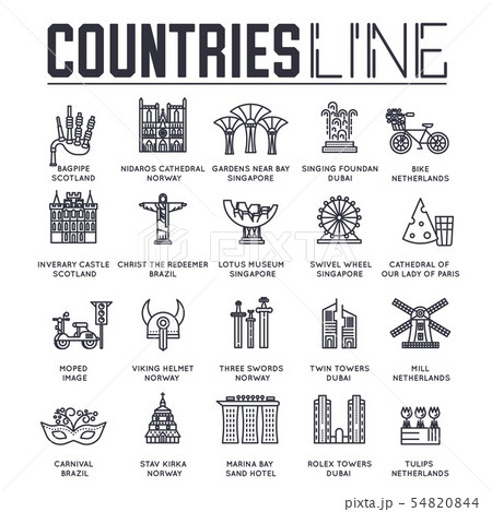 Set of sightseeing attractions of different countries. 54820844