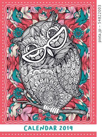 2019 Cover for Christmas Calendar with Owl Bird 54822003