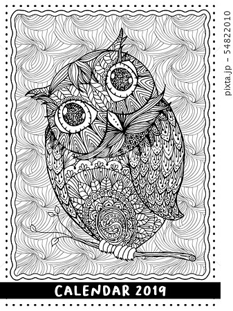 Christmas Owl, calendar cover design for 2019 year 54822010