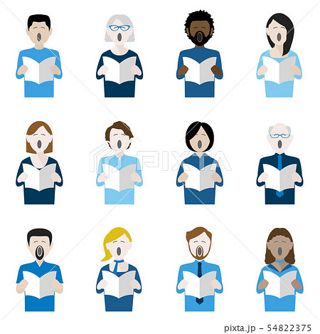 multiethnic choir singer icons 54822375