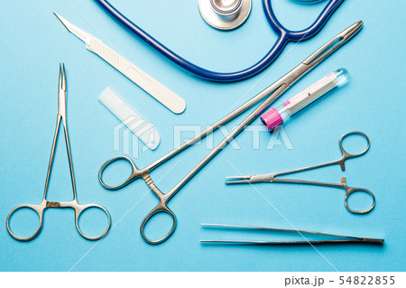 Doctor tools on blue surface. 54822855